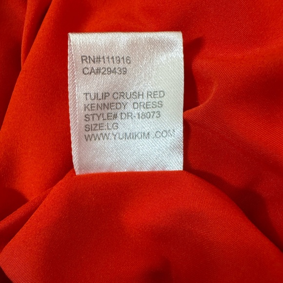 Yumi Kim Red Flutter Sleeve Wrap Dress Silk Size Large EUC - Picture 13 of 15